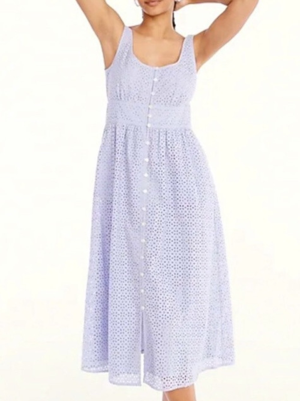 J. Crew Lavender Cotton Blend Button-Front Eyelet Midi Dress Size 20 39908